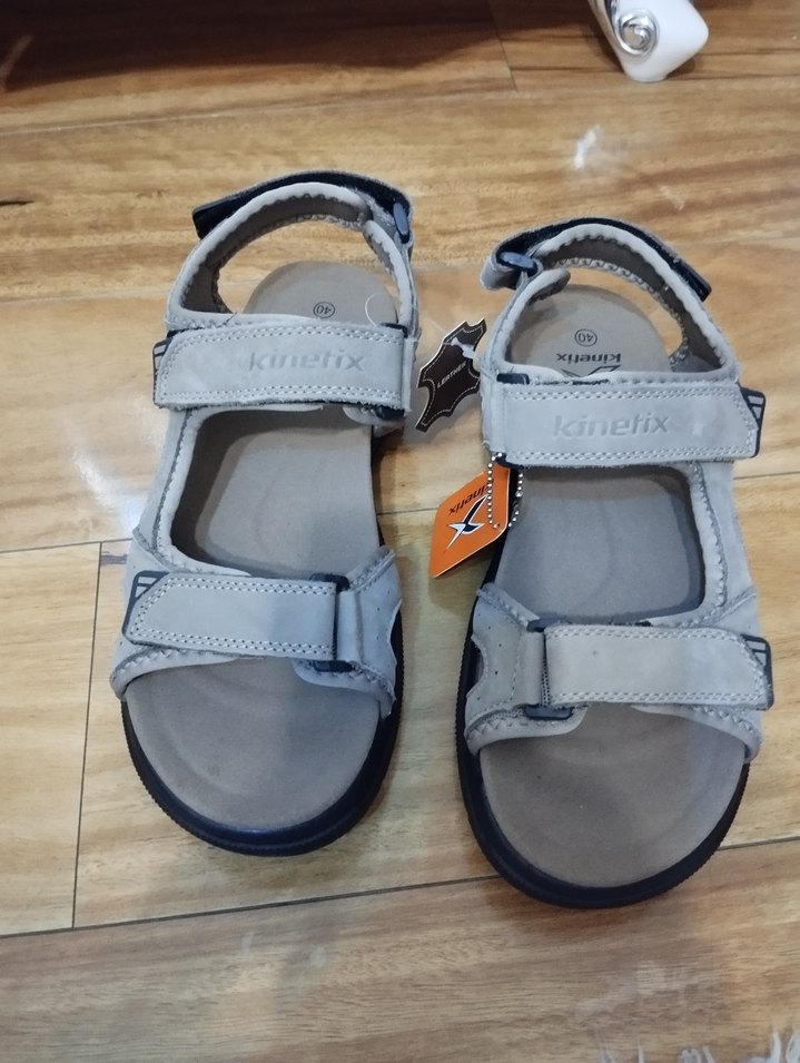 Gri Erkek Kayışlı deri Kinetix Sandalet - Görsel 5