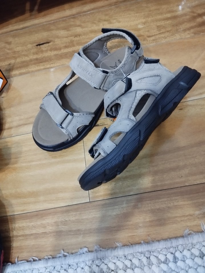 Gri Erkek Kayışlı deri Kinetix Sandalet - Görsel 2