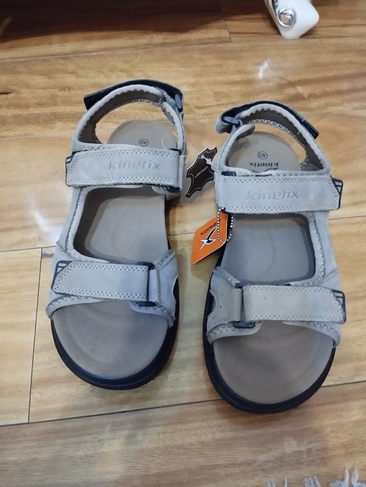 Gri Erkek Kayışlı deri Kinetix Sandalet - Görsel 3