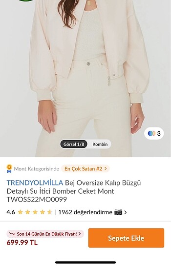 Trendyol & Milla Trendyolmilla bej oversize bomber ceket
