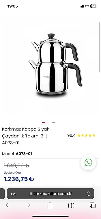 Korkmaz çaydanlık kappa 2 lt