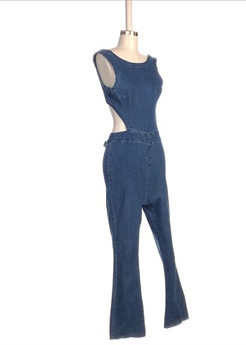 Kadın Lacivert Denim Tulum - Görsel 2