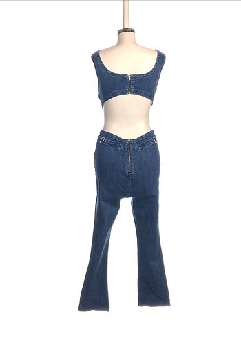 Kadın Lacivert Denim Tulum - Görsel 3