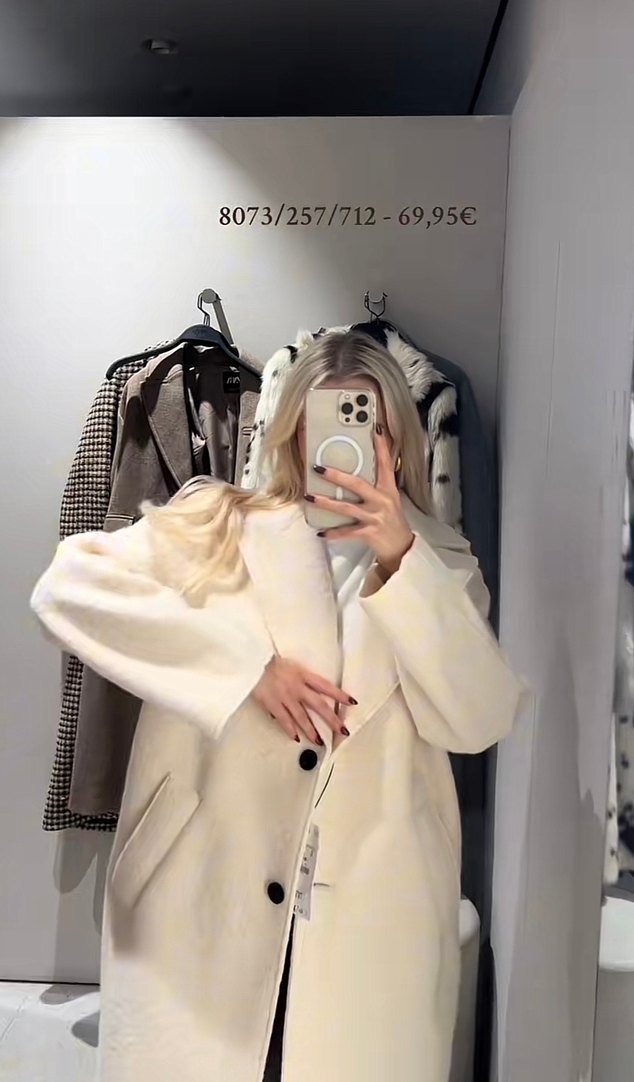 Beyaz Midi Kadın Kaban - Rahat Kesim - Görsel 2