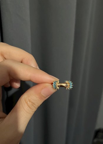 Turkuaz Taşlı Earcuff - Görsel 3