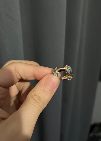 Turkuaz Taşlı Earcuff - Görsel 2