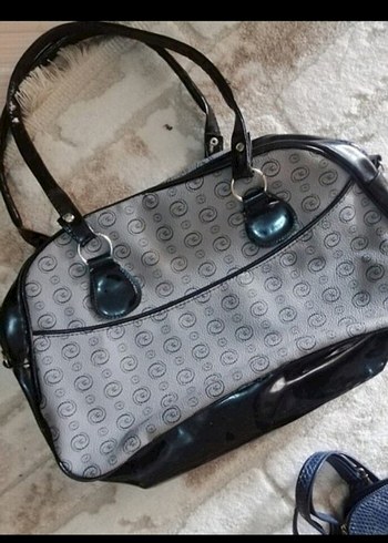 Gri Kadın Omuz Çantası, Tokalı, Yılan Desenli