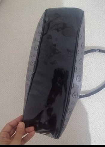  Beden gri Renk Gri Kadın Omuz Çantası, Tokalı, Yılan Desenli