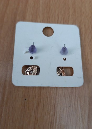 Beden Mini Bej Taşlı Düğün Küpeleri