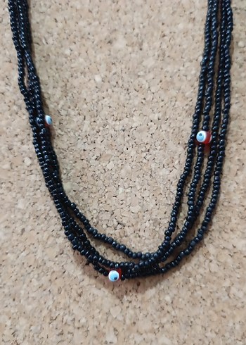 Uzun Siyah Boncuklu Yılan Desenli Kadın Kolye - Görsel 3