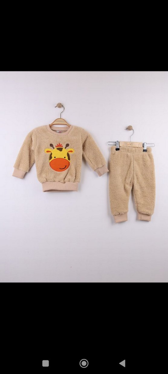 Uzun Kollu, welsoft peluş unisex zürafa Desenli takım - Görsel 2