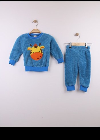 Mavi Erkek Çocuk peluş welsoft unisex takım - Görsel 2