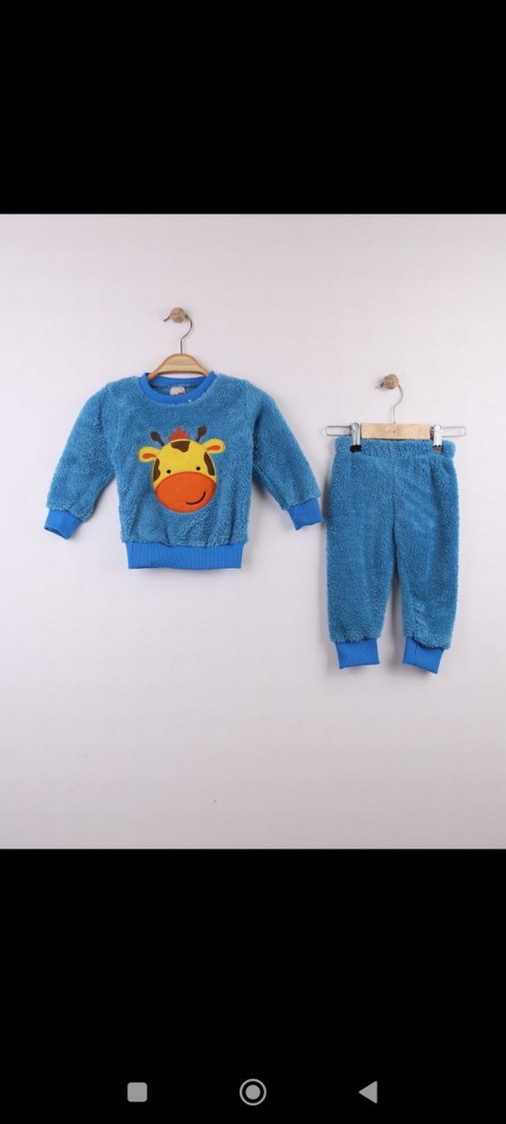 Mavi Erkek Çocuk peluş welsoft unisex takım - Görsel 2