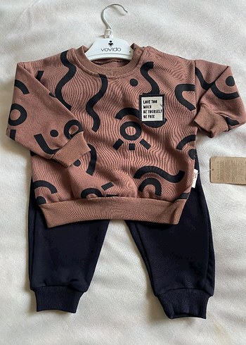 Erkek Bebek Kahverengi Baskılı Sweatshirt - Görsel 2