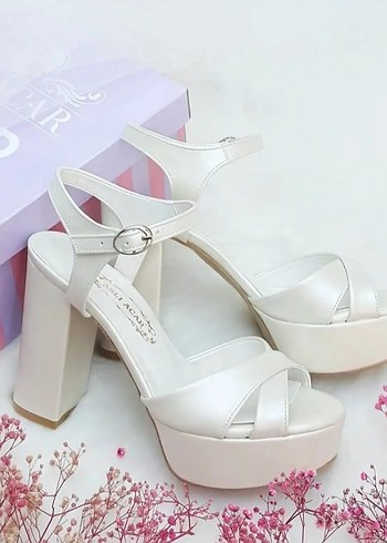 AsliAcar Beyaz 11 cm Topuklu Platform Gelin Ayakkabısı - Görsel 5
