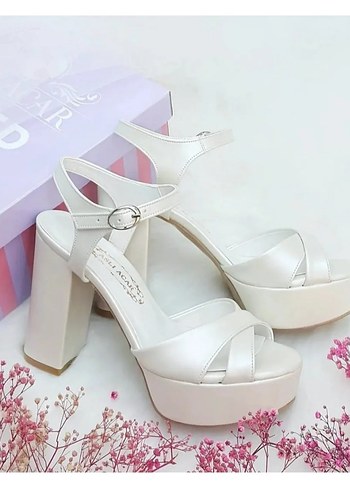 AsliAcar Beyaz 11 cm Topuklu Platform Gelin Ayakkabısı - Görsel 6