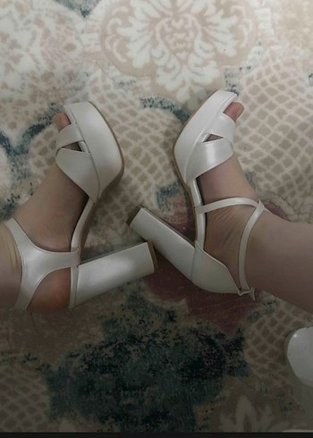 AsliAcar Beyaz 11 cm Topuklu Platform Gelin Ayakkabısı - Görsel 3