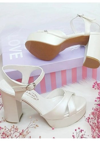 AsliAcar Beyaz 11 cm Topuklu Platform Gelin Ayakkabısı - Görsel 4