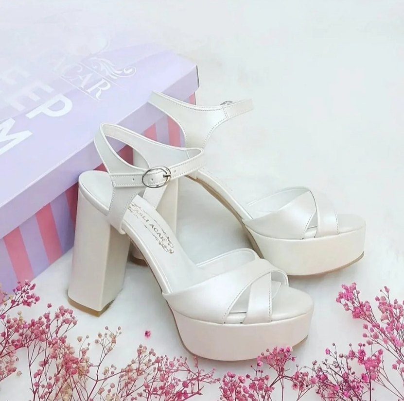 AsliAcar Beyaz 11 cm Topuklu Platform Gelin Ayakkabısı - Görsel 5