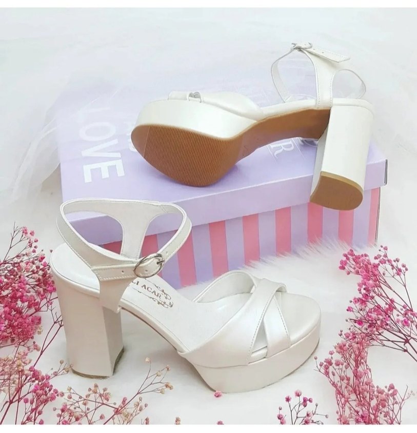 AsliAcar Beyaz 11 cm Topuklu Platform Gelin Ayakkabısı - Görsel 4