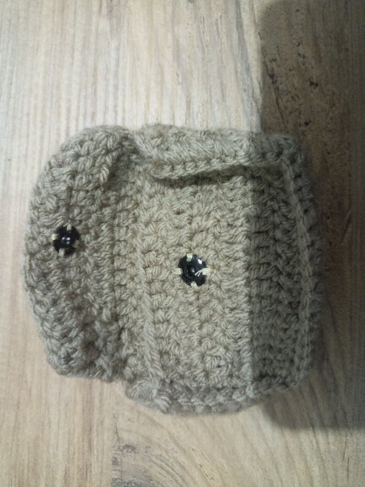 Kahverengi Kedi Kulaklı Örgü Cüzdan - Görsel 2