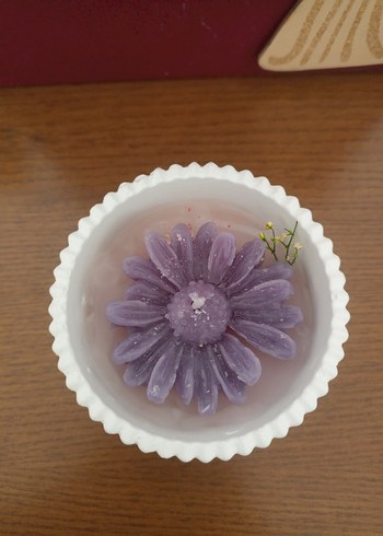 Pastel Mor Çiçek Mum, lavanta kokulu