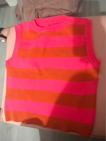 Pembe turuncu çizgili crop