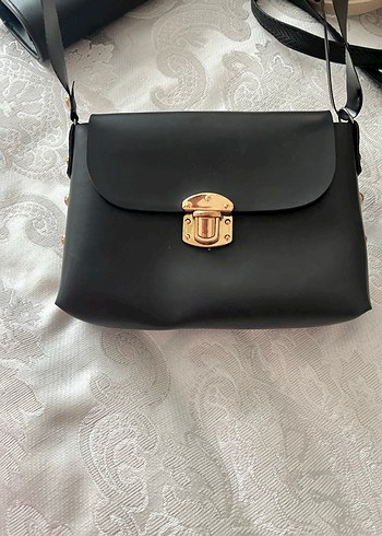 Kilitli Siyah Deri Vintage Kadın Çanta - Görsel 2