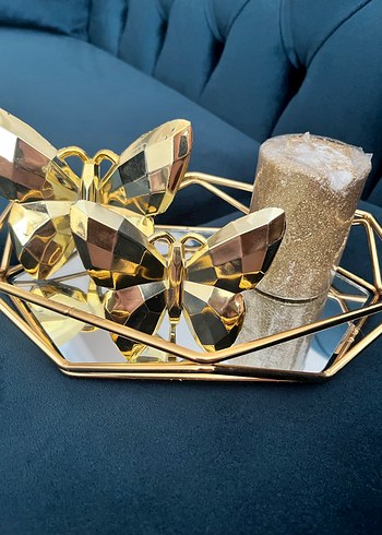 Altın Renkli Dekoratif Geometrik Ayna - Görsel 4