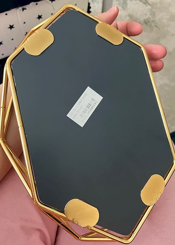 Altın Renkli Dekoratif Geometrik Ayna - Görsel 2