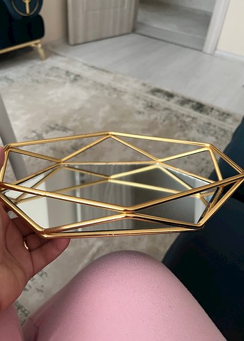 Altın Renkli Dekoratif Geometrik Ayna - Görsel 3