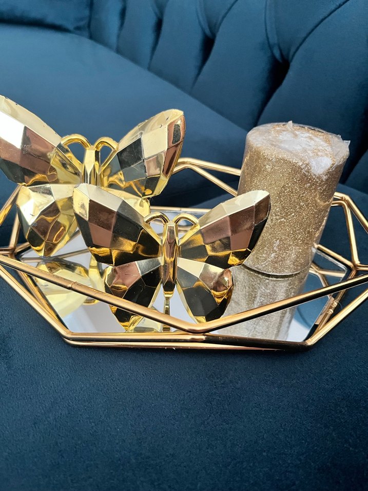 Altın Renkli Dekoratif Geometrik Ayna - Görsel 4