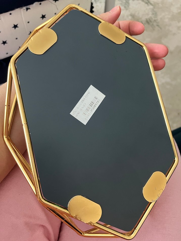 Altın Renkli Dekoratif Geometrik Ayna - Görsel 2