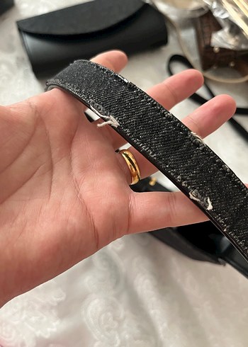 Siyah Denim Tokalı Kadın Omuz Çantası - Görsel 3