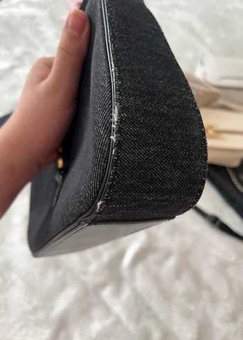 Siyah Denim Tokalı Kadın Omuz Çantası - Görsel 4