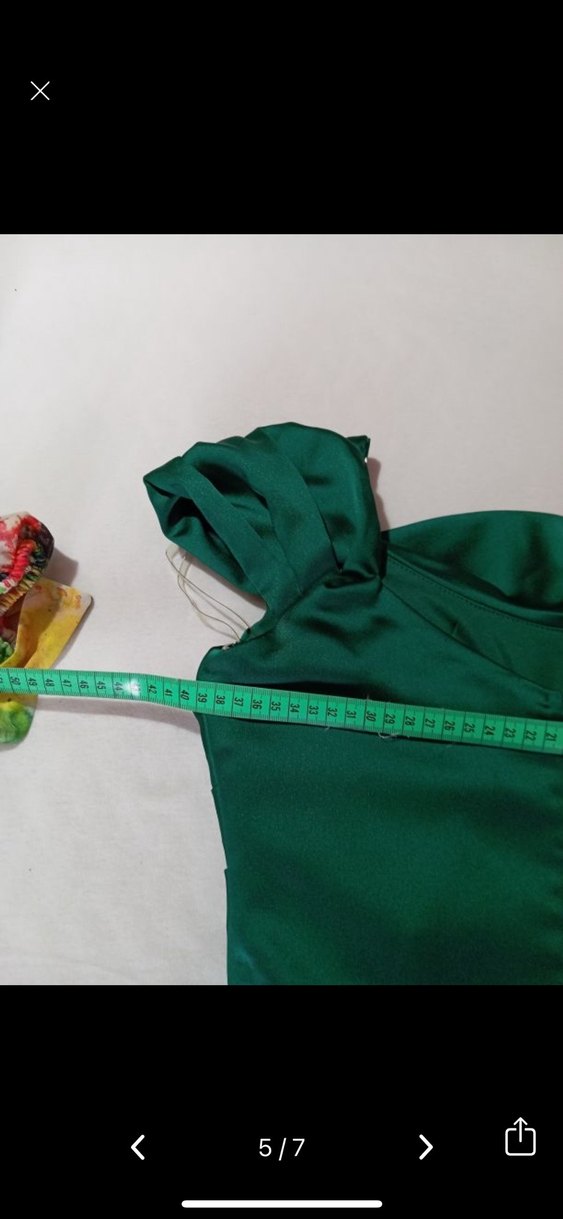 Drapeli Yeşil Uzun Abiye Elbise - Görsel 4