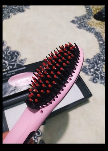 Pembe Pastel Saç Düzleştirici Fırça - Görsel 5