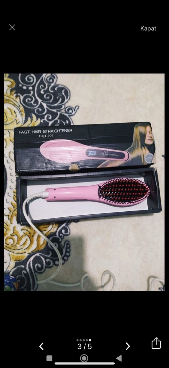 Pembe Pastel Saç Düzleştirici Fırça - Görsel 3