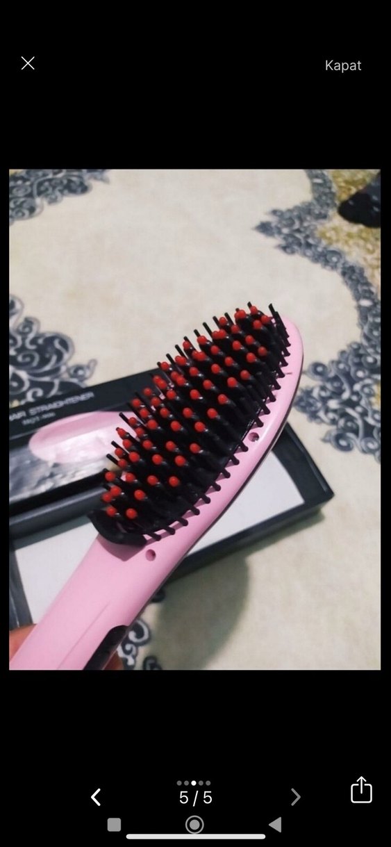 Pembe Pastel Saç Düzleştirici Fırça - Görsel 5