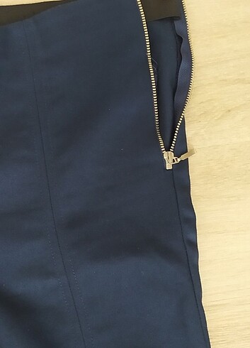 Lacivert Cigarette Pantolon Yandan Fermuarlı - Görsel 3
