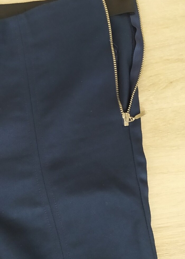 Lacivert Cigarette Pantolon Yandan Fermuarlı  - Görsel 3