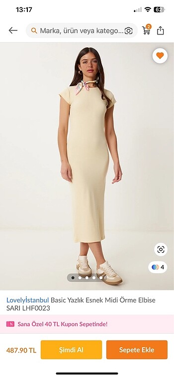 Happiness BUTTER YELLOW MIDI ELBİSE