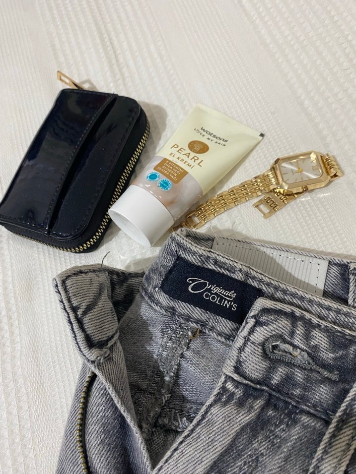 Gri Tie-Dye Kadın Denim Pantolon - Görsel 2