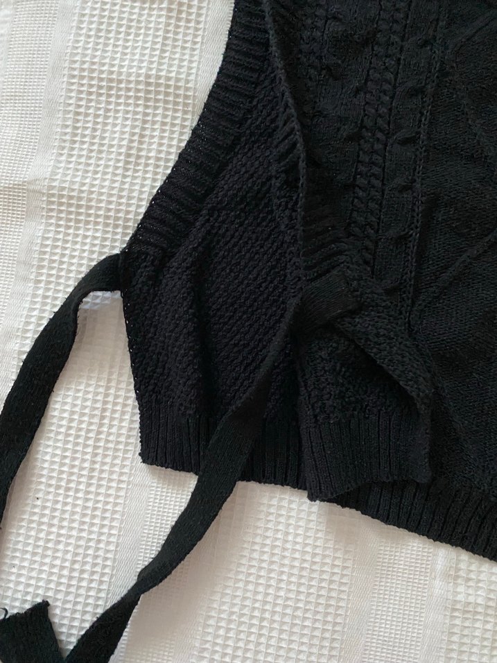 Siyah Örgü Kadın Süveter - Görsel 3