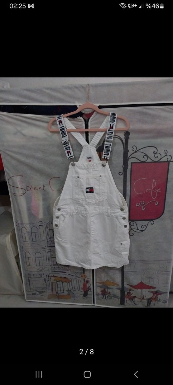 TOMMY HİLFİGER Beyaz Mini Denim Kısa Salopet - Görsel 2