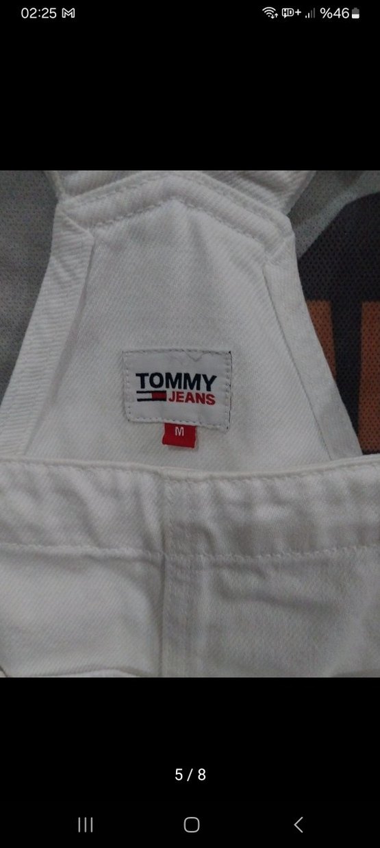 TOMMY HİLFİGER Beyaz Mini Denim Kısa Salopet - Görsel 5