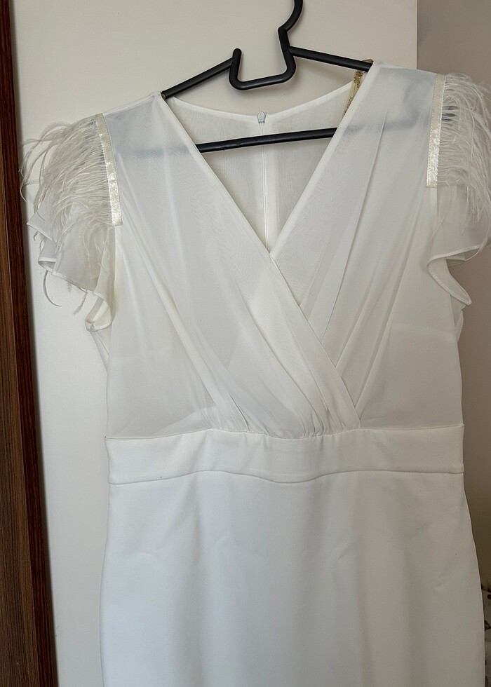 Beyaz otrişli nikah elbise - Görsel 2