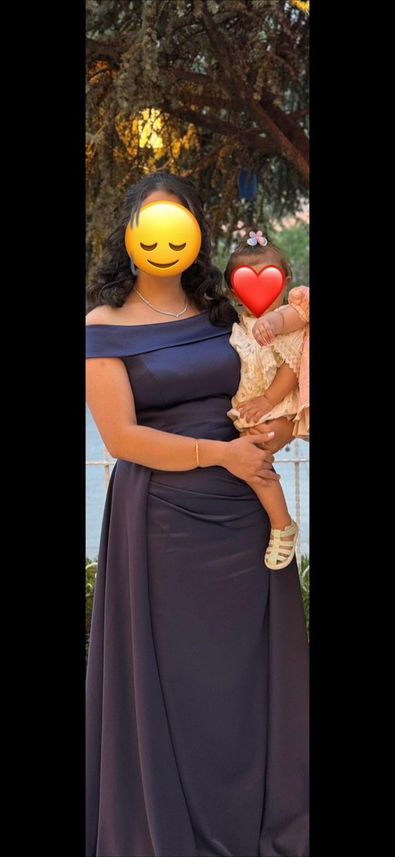 Uzun Lacivert Straplez Saten Abiye Elbise - Görsel 2