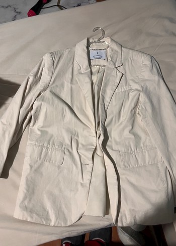 stradivarius Bej Keten Kadın Blazer Ceket