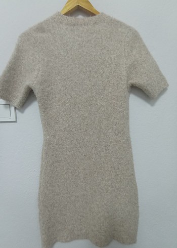 Bej Kadın Kısa Kollu Yün Elbise - Görsel 2